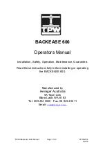 Preview for 1 page of Heiniger BACKEASE 600 Operator'S Manual