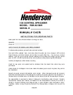 Henderson ICE CONTROL FSM AUGER Manual preview