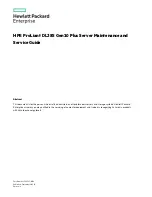 Предварительный просмотр 1 страницы Hewlett Packard Enterprise HPE ProLiant DL385 Gen10 Plus Maintenance And Service Manual