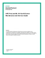 Hewlett Packard Enterprise HPE ProLiant ML110 Gen10 Maintenance And Service Manual предпросмотр