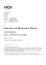 Preview for 1 page of HGI Generators VRP80-TIN12-TL Operation And Maintenance Manual