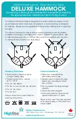 Preview for 1 page of Highstar DELUXE HAMMOCK Instruction Sheet