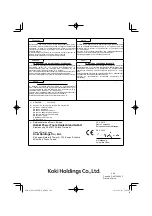 Preview for 144 page of HIKOKI RP 3608DB Handling Instructions Manual