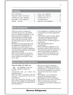 Предварительный просмотр 2 страницы Hisense RF15N1BSD User'S Operation Manual