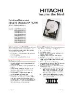 Preview for 1 page of Hitachi 3.5-INCH Deskstar HDP725050GLAT80 Quick Installation Manual