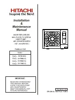 Предварительный просмотр 1 страницы Hitachi 3HRNM1Q Installation & Maintenance Manual