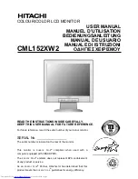 Предварительный просмотр 1 страницы Hitachi CML152XW2 User Manual