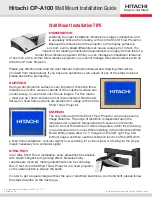 Preview for 1 page of Hitachi CP-A100 Series Installation Manual