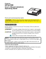 Предварительный просмотр 1 страницы Hitachi CP-A100 Series User Manual – Operating Manual