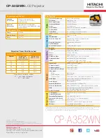 Preview for 1 page of Hitachi CP-A352WN  guide Specification