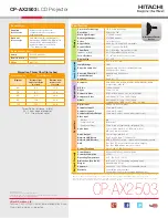 Preview for 4 page of Hitachi CP-AX2503 Specifications