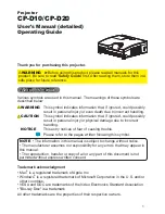 Предварительный просмотр 1 страницы Hitachi CP-D10 Series Operating Manual