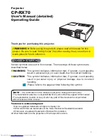 Hitachi CP-RX70 User Manual preview