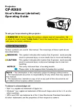 Preview for 2 page of Hitachi CP-RX80 - XGA LCD Projector User Manual