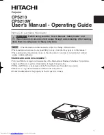 Предварительный просмотр 2 страницы Hitachi CP-S210 series User Manual