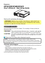 Preview for 1 page of Hitachi CP-S335 series User Manual