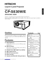 Preview for 1 page of Hitachi CP-S830E Operating Manual