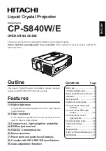 Preview for 1 page of Hitachi CP-S840E Operating Manual