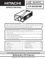 Предварительный просмотр 1 страницы Hitachi CP-SX5500W Service Manual