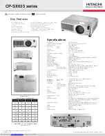 Hitachi CP-SX635 - SXGA+ LCD Projector Specification Sheet preview