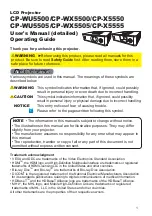 Preview for 1 page of Hitachi CP-WU5500 User'S Manual And Operating Manual