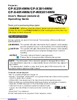 Hitachi CP-WX3014WN Operating Manual preview