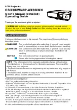 Preview for 1 page of Hitachi CP-WX30LWN User'S Manual And Operating Manual