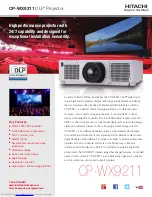 Предварительный просмотр 1 страницы Hitachi CP-WX9211 Brochure & Specs