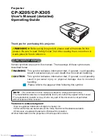 Hitachi CP-X205 User'S Manual And Operating Manual preview