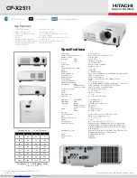 Hitachi CP-X2511 Series Specification preview