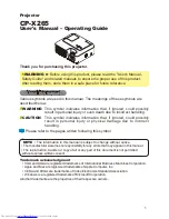 Preview for 1 page of Hitachi CP-X256 User'S Manual And Operating Manual