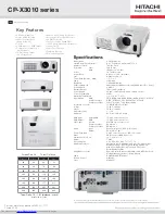 Hitachi CP-X3010 series Specification Sheet preview