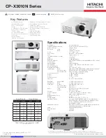 Hitachi CP-X3010N Series Specification Sheet preview