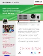 Preview for 1 page of Hitachi CP-X3015WN Brochure & Specs