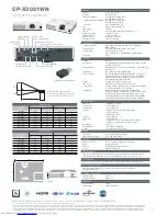 Preview for 2 page of Hitachi CP-X3021WN Specifications