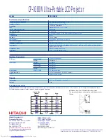 Preview for 2 page of Hitachi CP-X380W Specifications