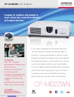 Preview for 1 page of Hitachi CP-X4022WN Brochure & Specs