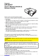 Preview for 1 page of Hitachi CP-X417 series Network Manual