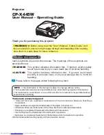 Предварительный просмотр 2 страницы Hitachi CP-X445 User Manual