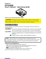 Hitachi CP-X608 User'S Manual And Operating Manual preview