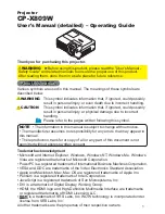 Preview for 12 page of Hitachi CP-X809W User Manual