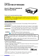 Hitachi CP-X8150 User Manual preview