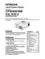 Hitachi CP-X940E Operating Manual preview