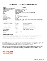 Preview for 2 page of Hitachi CP-X955W Specifications