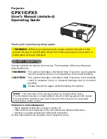 Preview for 1 page of Hitachi CPX1 Series User'S Manual And Operating Manual