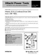 Предварительный просмотр 1 страницы Hitachi DB10DL Technical Data And Service Manual