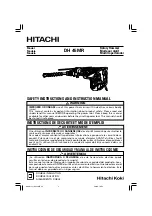 Hitachi DH 45MR Safety Instructions And Instruction Manual preview