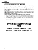 Preview for 8 page of Hitachi DH40MB Instruction Manual And Safety Instructions