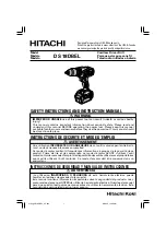 Hitachi DS 18DBEL Safety Instructions And Instruction Manual предпросмотр