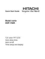 Предварительный просмотр 1 страницы Hitachi HDF-7085 Quick Start Manual